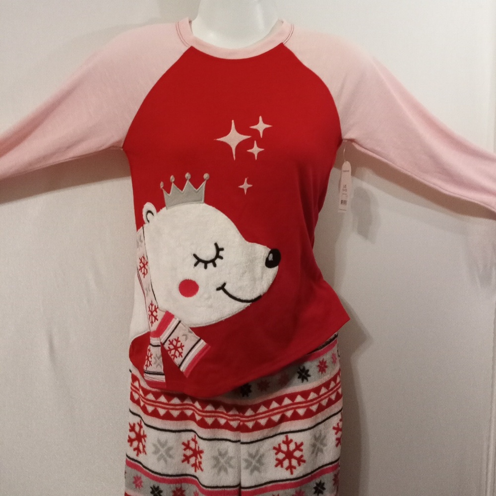 Cute polar bear snowflake soft pajamas for girls